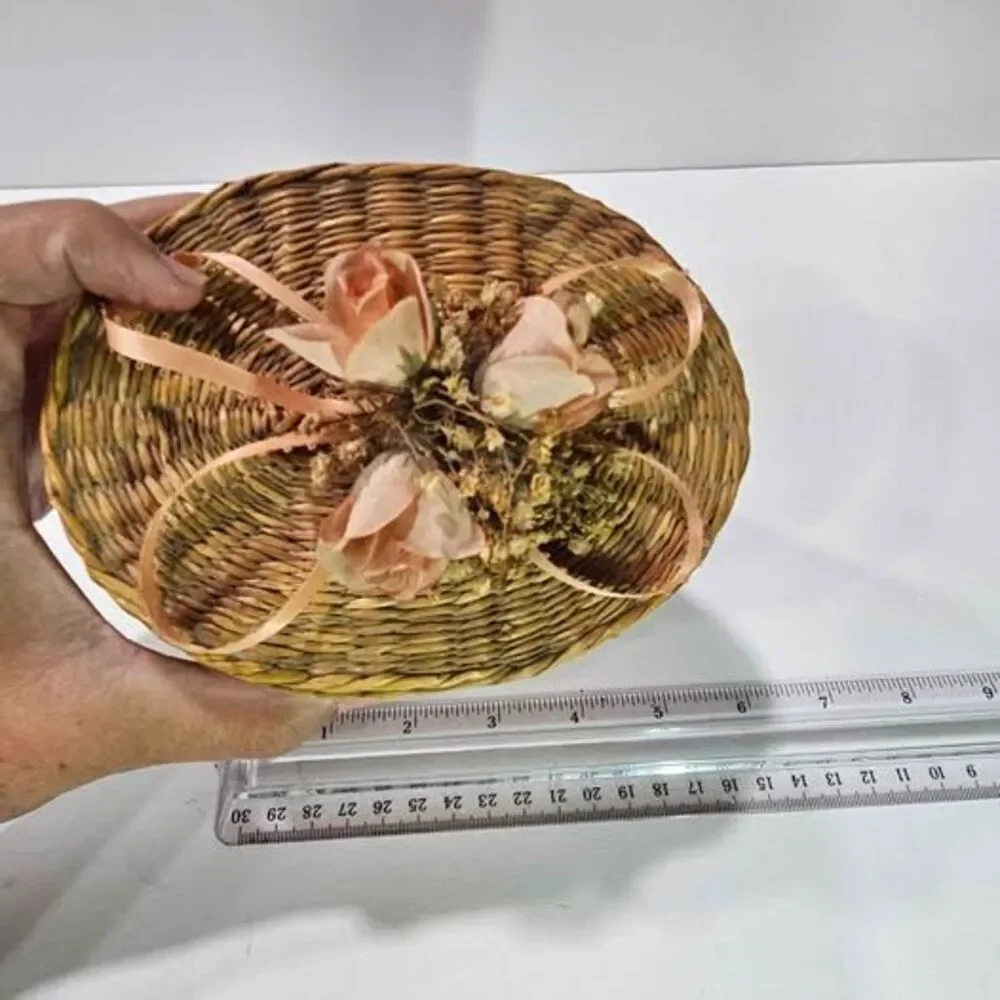 Small little Woven basket with floral decor